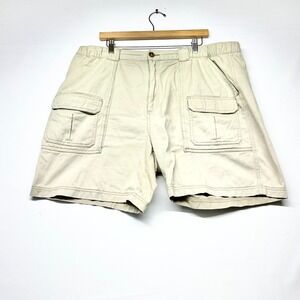 Croft & Barrow Cargo Shorts Men's 40 Beige Cotton Zipper Fly Pockets Flat Front